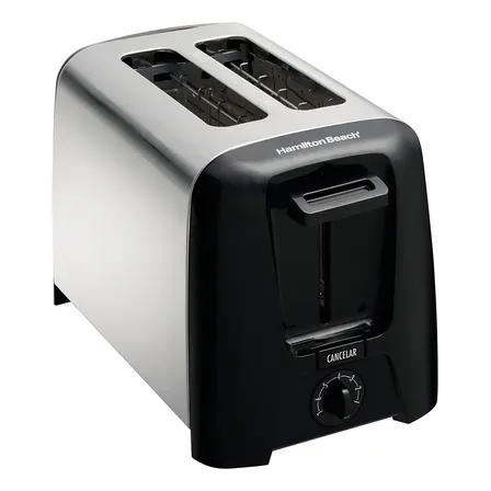 Torradeira Inox Elétrica 750w 2 Fatias Largura Ampla 7 Torras Ajuste Tipo De Pão Com Bandeja De Migalhas - Hamilton Beach