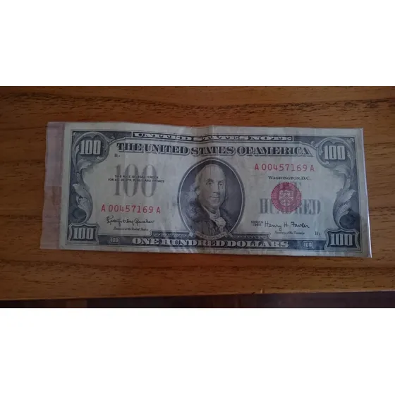Usa Billete 100 Dólares 1966 Timbre Rojo Serie A