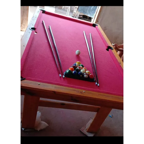 Mesa De Billar Roja 280x140 Cm, Superficie De Madera