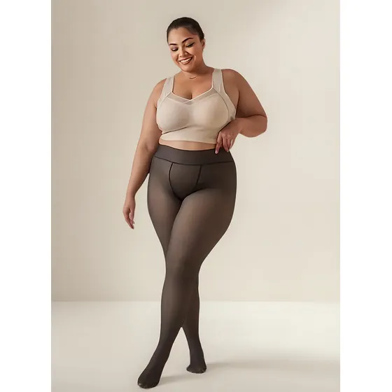 Meia Calça Peluciada Térmica Plus Size Translucida G1 Ao G4