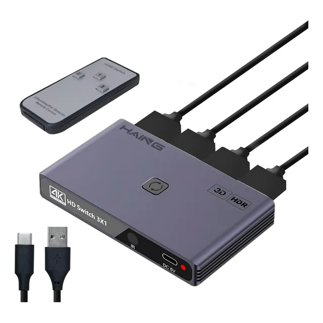 Conmutador Switch Hdmi 3 Entradas 1 Salida Adaptador 4k