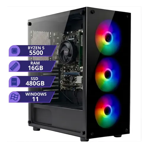 Pc Computador Cpu Gamer Amd Ryzen 5 5600gt 16gb Ssd 480gb