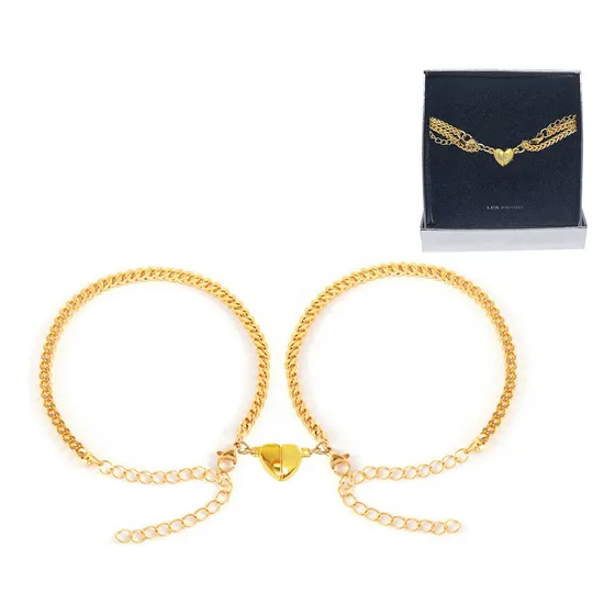 Pulsera Corazón Imán Pareja Titanio Con Estuche Regalo