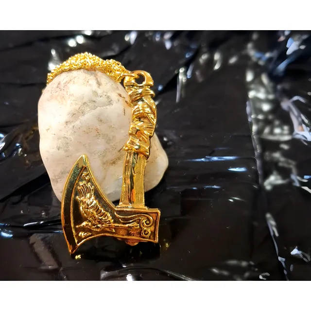 Collar Hombre Lujo Dije Hacha Nórdica Viking Cadena