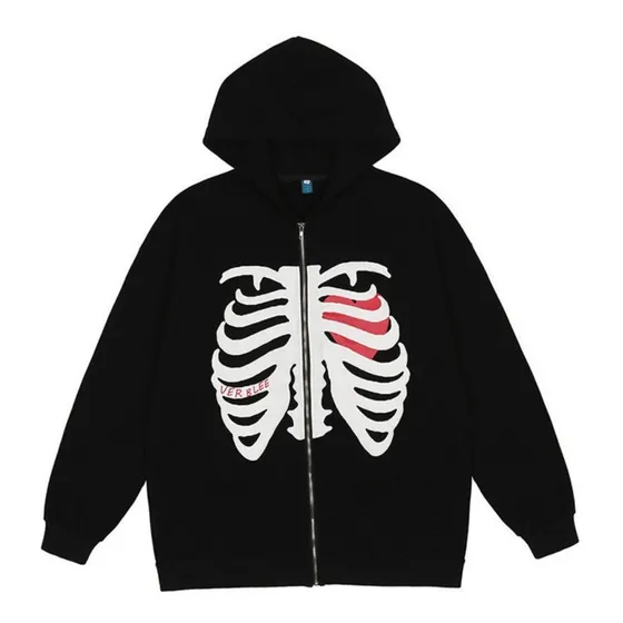 Sudadera Con Capucha Negra Y2k Aesthetic Harajuku Emo Mujer