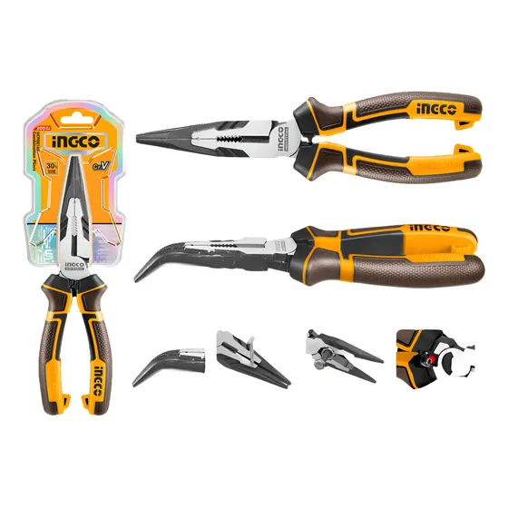 Pinza Punta Doblada 160mm 6  Cr-v  Ingco Hhbnp28160