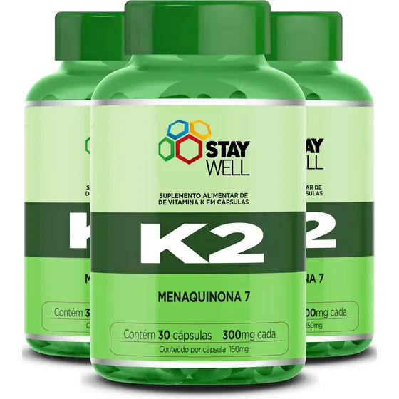 3 Potes Da Vitamina K2 Mk7 Menaquinona 7 Isolada Alta Pureza - 90 Doses