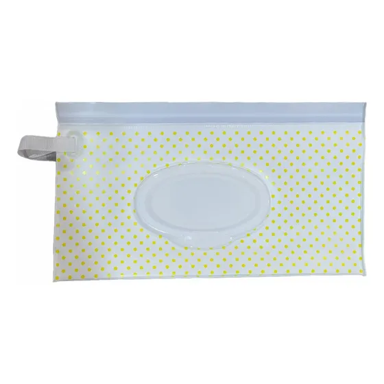 Estuche Porta Pañito Úpale Blanco Puntos Amarillos