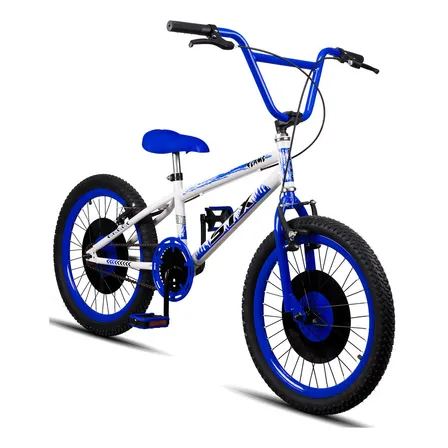 Bicicleta Infantil Bmx Aro 20 Stx Flame Freio V-brake Alumínio Branco Azul Branco E Azul