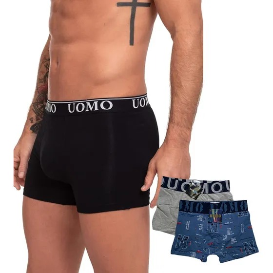 Pack 5 Boxer Surtido Importado Uomo Liso + Estampado Hombre