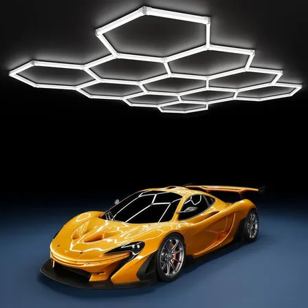 Luminária Hexagonal Colméia Led 11 Células Garagem Oficina 110-220v Branco
