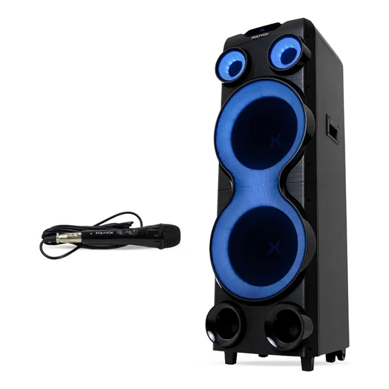 Combo Torre Polyvox Xt2212t  2500w +  Microfone Com Fio