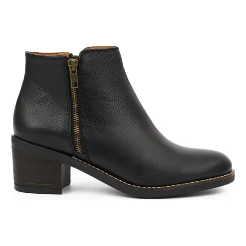 Botineta Mujer Briganti Cuero Bota Negra Taco - Mcbo24714