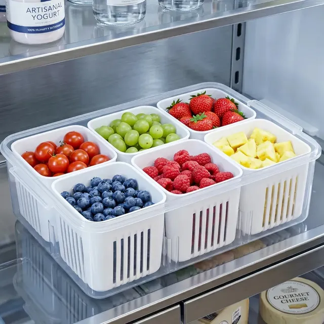 Pote Hermético 6 Divisórias Organizador Geladeira