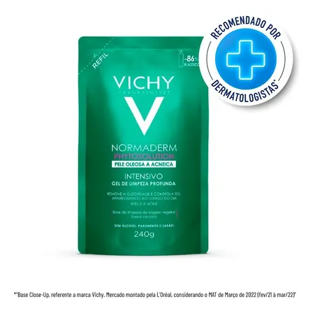 Gel De Limpeza Normaderm Phytosolution Anti-acne Com Ácido Salicílico Refil 240g Vichy Oleosa Dia/noite