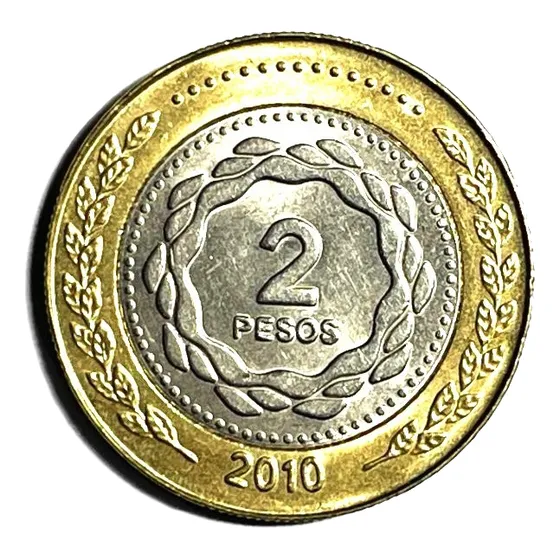 Monedas Argentinas: 2 Pesos 2010 Bimetálica Cj#7.8.1 Sc