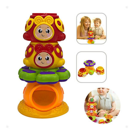Torre Joaninha Com Bolinha Chocalho Brinquedo Bebê Didatico Torre Joaninha Com Bolinha Chocalho Brinquedo Bebê Didatico