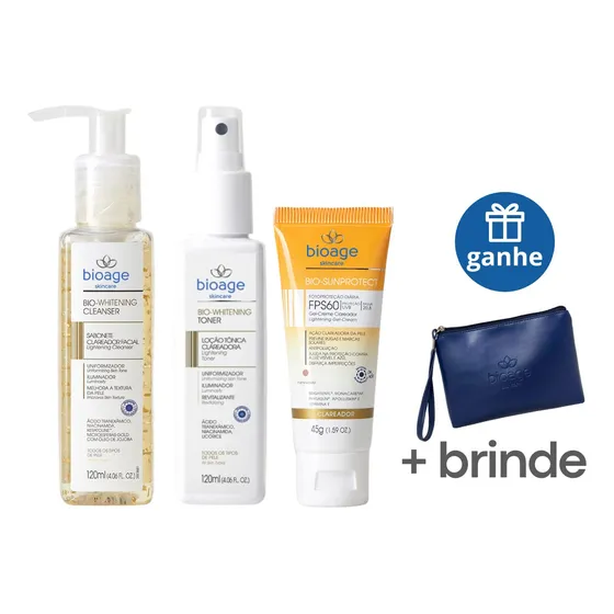 Sabonete + Toner + Protetor Solar - Kit Clareador - Bioage