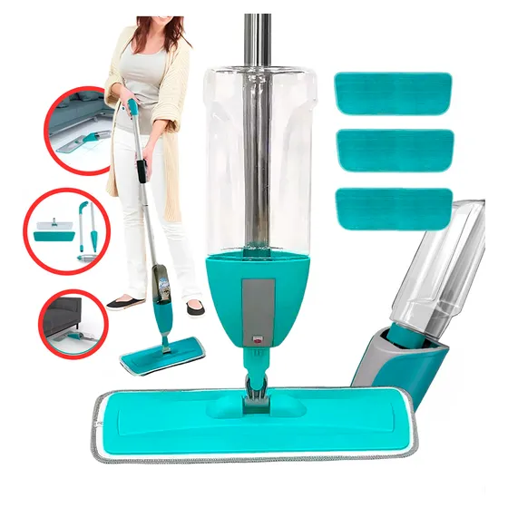 Kit 3 Refil Rodo Mop Spray Giratório 360 Limpeza Piso Vidro