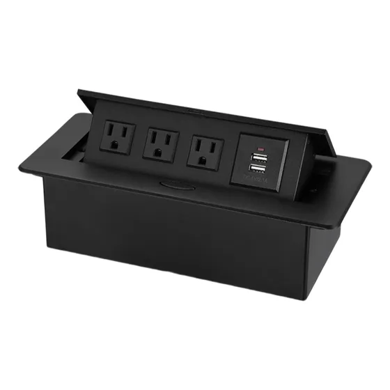 Enchufe Escritorio Embebido Placa Multi Contactos 3 Y 2 Usb