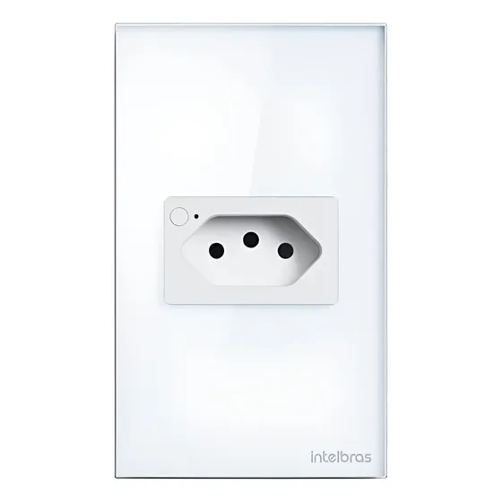 Tomada Inteligente 10A WiFi ETS 1001 Izy Smart Intelbras C/ Medidor Consumo Alexa Cor Branco