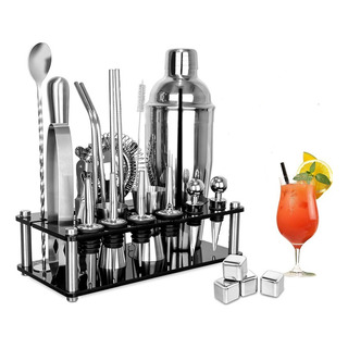 Cocktail Bar Utensilios Kit 25 Piezas 750ml Shaker Boston Cocktail Bar Utensilios Kit 25 Piezas 750ml Shaker Boston