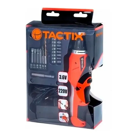 Atornillador Inalambrico Recargable 18 Pzas  Tactix 469001