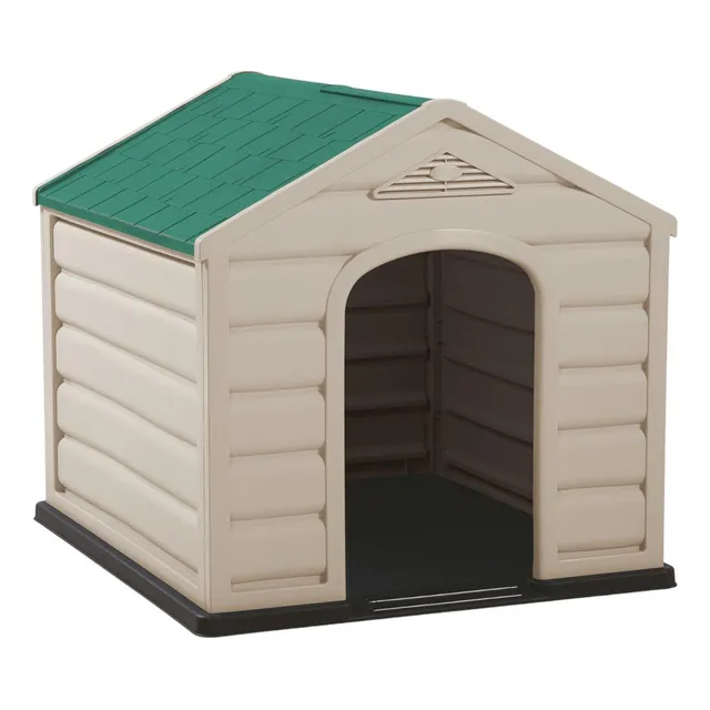 Casa Para Perro Pequeña Taupe Techo Verde 68x61x58 Rimax