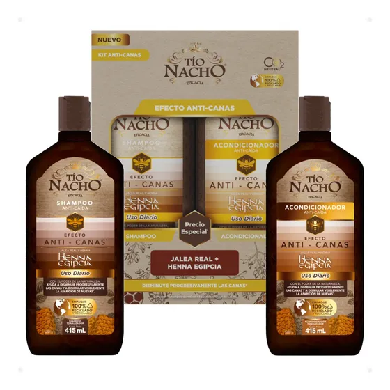 Pack Tio Nacho Anti Canas Shampoo Acondicionador 415ml Otec