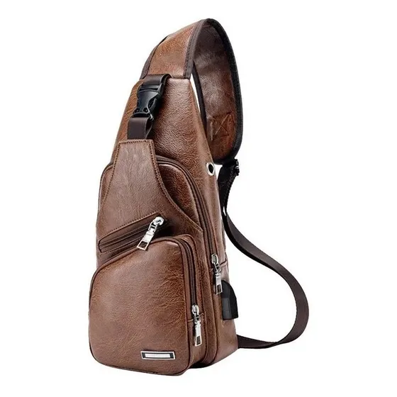 Bandolera Smart Mini Eco Cuero Con Usb Unisex
