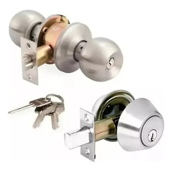 Cerradura Pomo Chapa Manilla + Cerrojo Seguridad Para Bodega Color Cromada