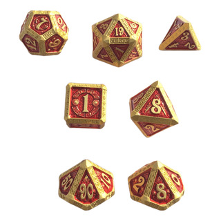 Set Dados Metal X 7 Para Rol Rojo Y Dorado Estilo Griego #20 Set Dados Metal X 7 Para Rol Rojo Y Dorado Estilo Griego #20