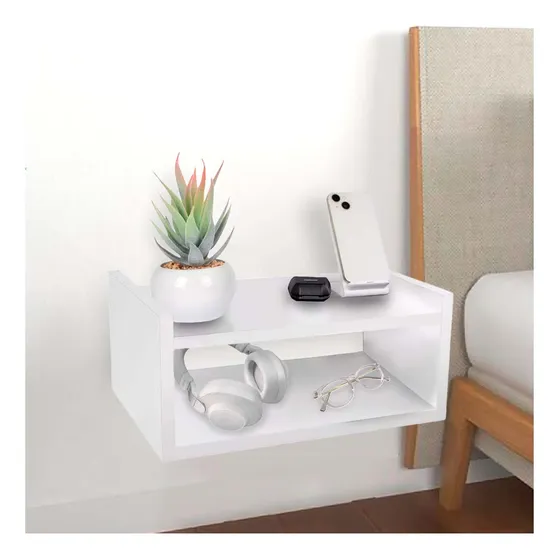 2 Buró Repisa Flotante Minimalista Moderno Acabado Mate Color Blanco