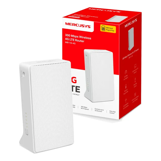 Router Inalambrico N Mercusys Mb110-4g Sim 4g Lte 300mbps