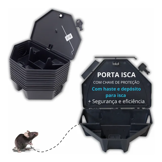 Kit Com 5 Porta Isca Raticida Armadilha Para Ratos Pestline