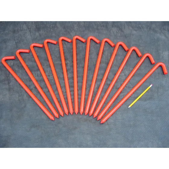 Un 12 Unidad 18  Largo Gancho Metal Estacas. Coated Naranja