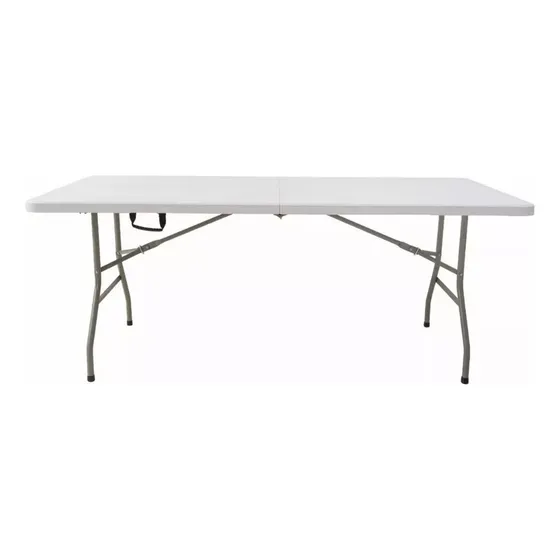 Mesa Para Jardin Pvc Y Hierro Plegable Reforzada 180 X 74 Color Blanco