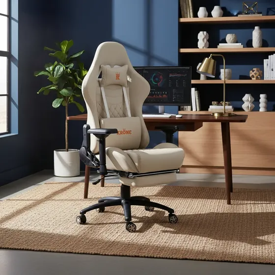 Silla Gamer Oficina Krone Xl Pro Reclinable + Masaje + Apoya Color Blanco