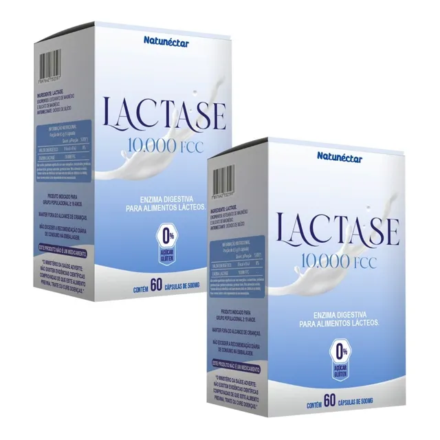 Combo Lactase Total 120 Cápsulas 10.000fcc Enzima Lactose
