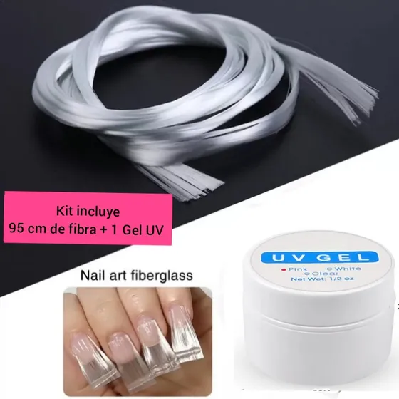 Kit Fibra De Vidrio Mas Gel Uv Gelconstructor Semipermanente