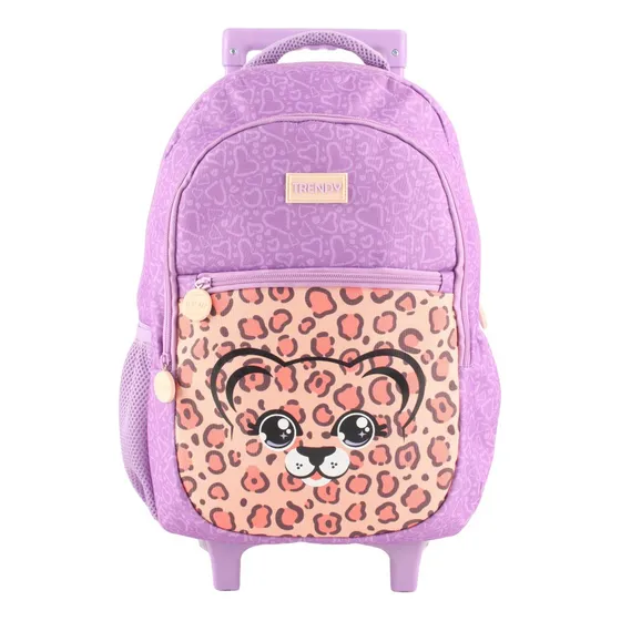 Mochila Carro Trendy Escolar Resistente Color Violeta Diseño