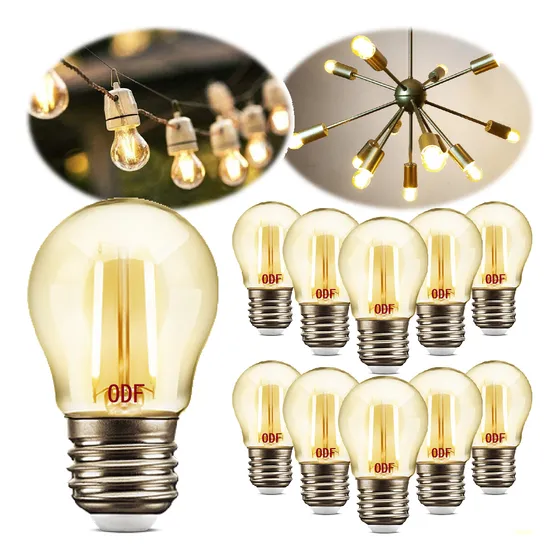 Kit 10 Lâmpadas Led Filamento Bolinha Âmbar Retrô Bivolt G45