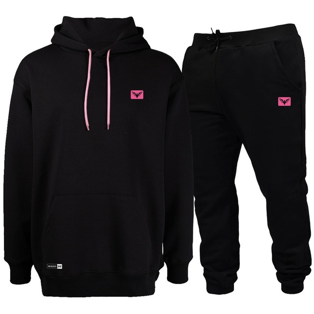 Conjunto De Frio Moletom Com Capuz Canguru Flanelado Preto Conjunto De Frio Moletom Com Capuz Canguru Flanelado Preto