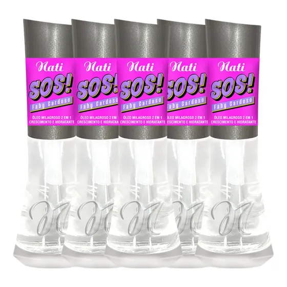 Kit 5 Esmaltes Nati Óleo Milagroso 2 Em 1 Hidratante