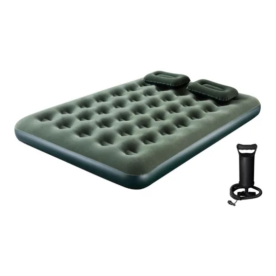 Combo Colchón Inflable Doble + 2 Almohadas + Bomba