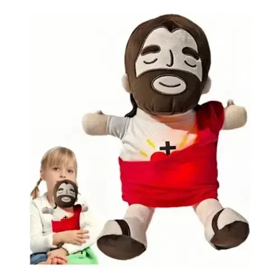Omniaura Peluche De Jesus Que Respira, Nuevo Jesús Peluches Para La Ansiedad, 3 Modos, Volumen Ajustable, Suave Dios De Muñeco Para Dormir, Con Música Y Luces(rojo)