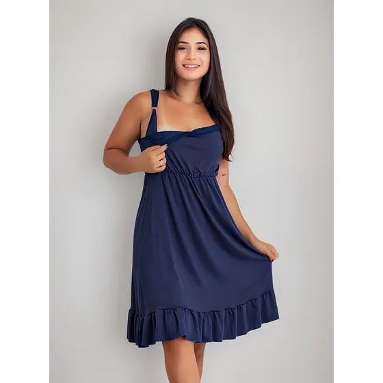  Camisola De Amamentação Microfibra E Renda Mamãe E Bebê 184