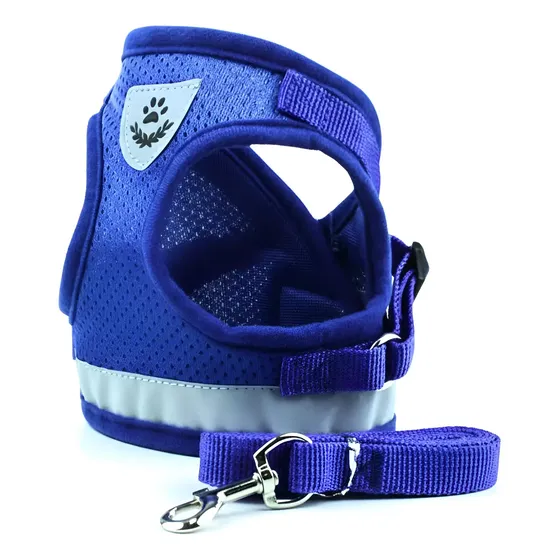 Collar Arnes Pretal Ajustable Polyester Perro Gato Con Corre