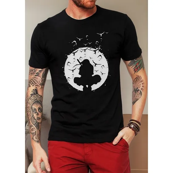 Camiseta Clã Uchiha Itachi Sasuke Unissex Camisa Anime