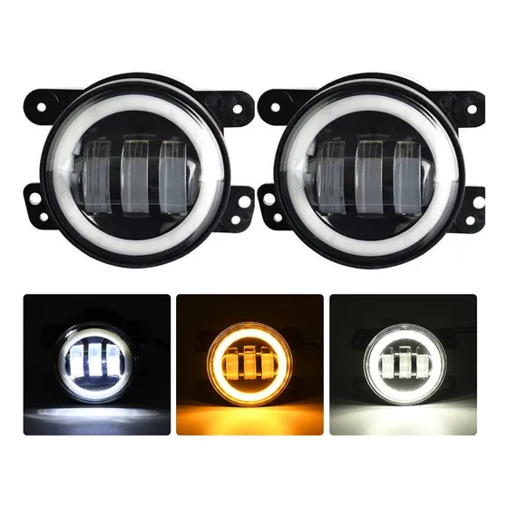 Kit Faros Auxiliar Led Con Lupa Ojo Angel 4 Pulgadas